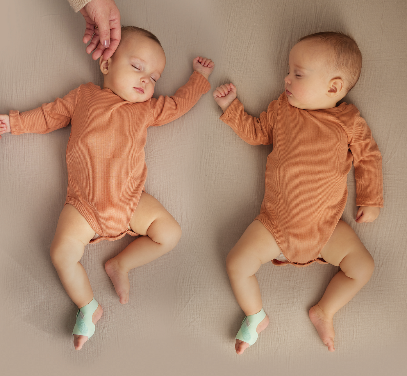 Calm family moment with twins